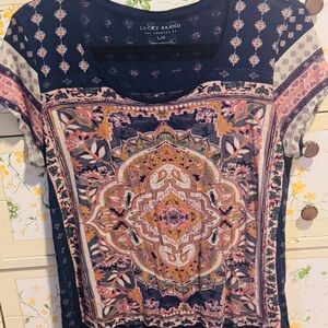 Lucky Brand Women's Multicolor Short Sleeve Top